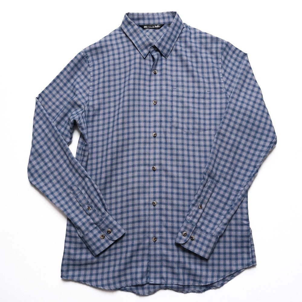 Travis Mathew Shirt‎ Men M Blue Plaid Long Sleeve Golf Casual